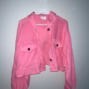 NEON PINK cropped shacket